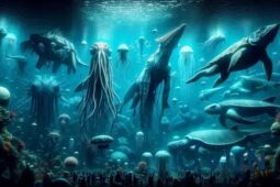 Relatos de criaturas gigantes em alto-mar